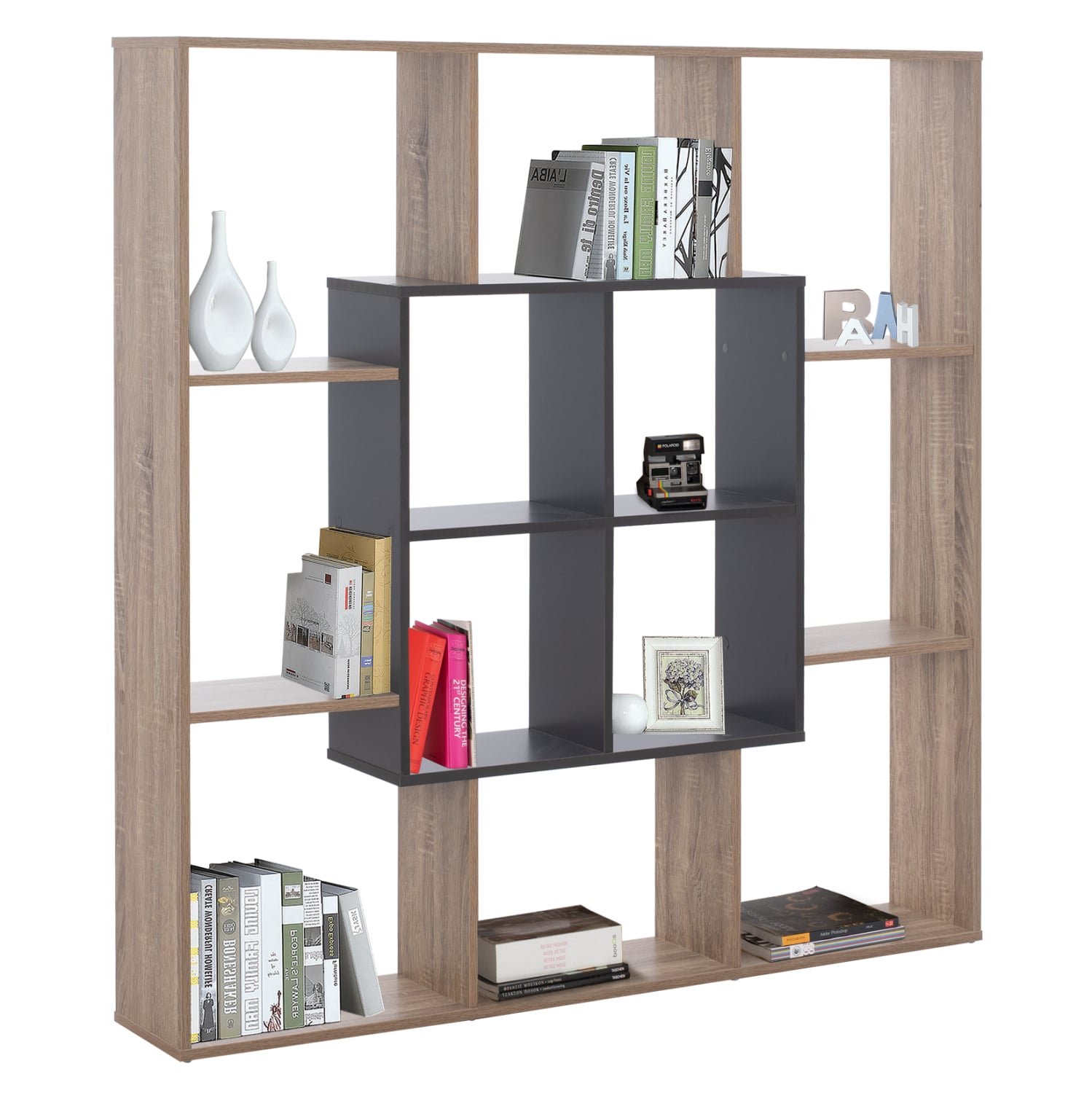 bibliothiki-fb9877102-136x22x136-gkri ΒΙΒΛΙΟΘΗΚΗ BRODY HM8771.02 136X22X136 ΓΚΡΙ - Image 1