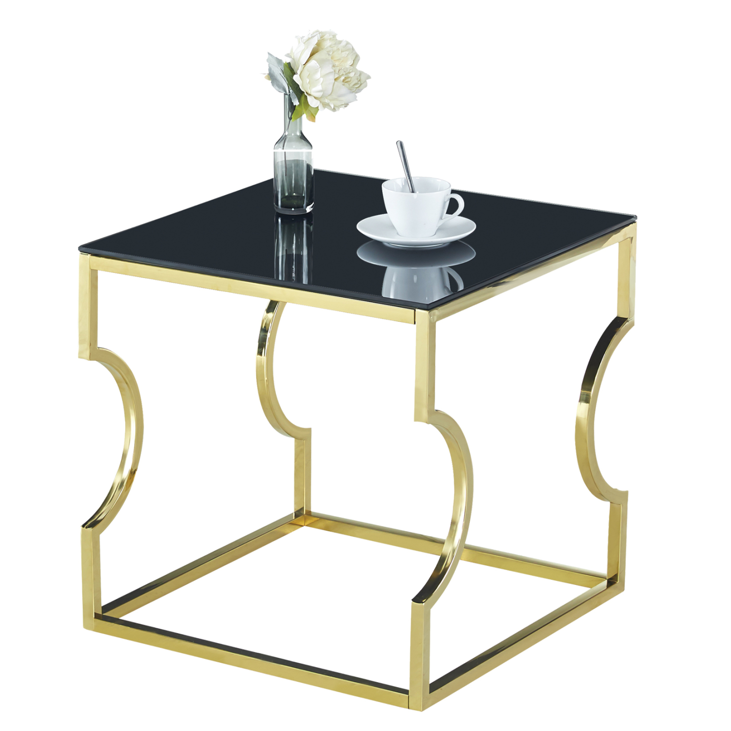 boithitiko-trapezaki-fb9861602-me-mayro ΒΟΗΘΗΤΙΚΟ ΤΡΑΠΕΖΑΚΙ AMARA HM8616.02 ΜΕ ΜΑΥΡΟ ΓΥΑΛΙ ΚΑΙ ΕΠΙΧΡΥΣΗ ΒΑΣΗ 55X55X55 EK. - Image 1