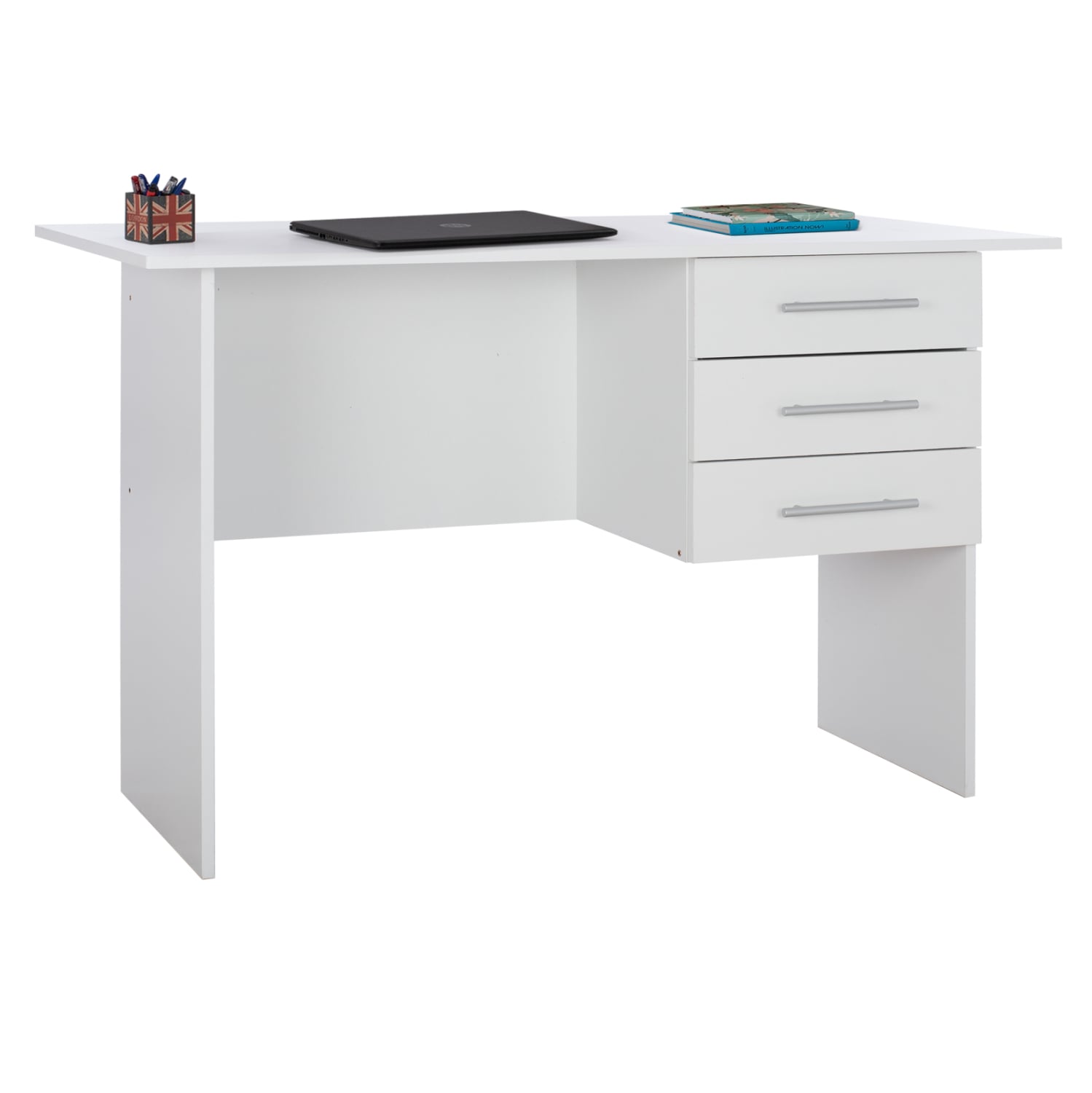 grafeio-melaminis-ensley-fb9202905-me-3 ΓΡΑΦΕΙΟ ΜΕΛΑΜΙΝΗΣ ENSLEY HM2029.05 ΜΕ 3 ΣΥΡΤΑΡΙΑ ΛΕΥΚΟ 120X60X76 εκ. - Image 1
