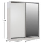 ΝΤΟΥΛΑΠΑ ADLER ΜΕΛΑΜΙΝΗΣ ΛΕΥΚΗ ΜΕ ΚΑΘΡΕΠΤΗ HM2437.03  180X60X210Υεκ. - Image 2