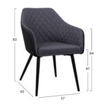 ΠΟΛΥΘΡΟΝΑΚΙ CHARLES HM8522.01 ΜΕ ΥΦΑΣΜΑ ΣΚΟΥΡΟ ΓΚΡΙ PU ΜΑΥΡΟ 57x63x83Υ εκ. - Image 2