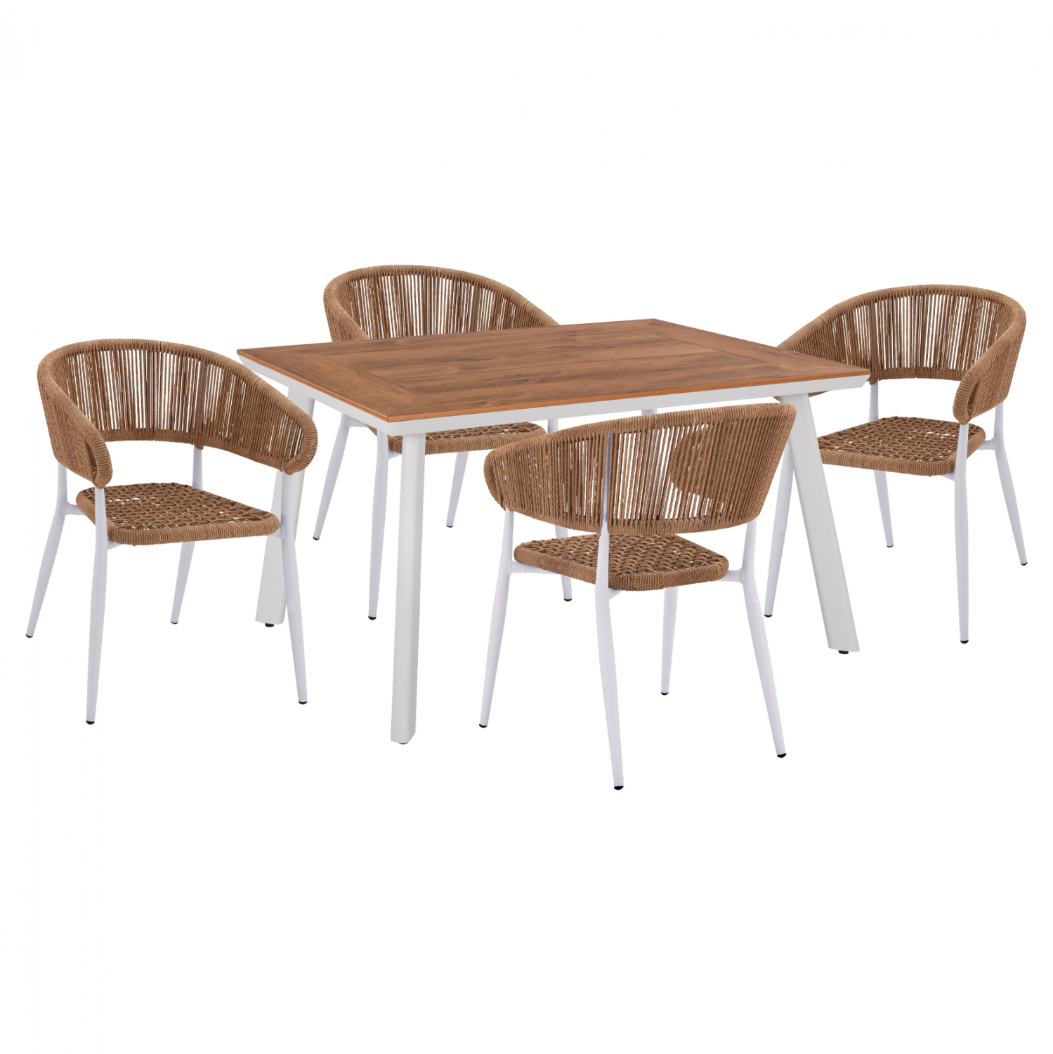 set-trapezaria-5tmch-me-trapezi-polywood ΣΕΤ ΤΡΑΠΕΖΑΡΙΑ 5ΤΜΧ ΜΕ ΤΡΑΠΕΖΙ POLYWOOD 120Χ80 & ΠΟΛΥΘΡΟΝΕΣ ΛΕΥΚΕΣ HM11428 - Image 1