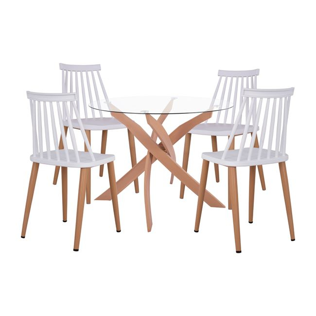 set-trapezarias-5tmch-karekles-vanessa-l ΣΕΤ ΤΡΑΠΕΖΑΡΙΑΣ 5ΤΜΧ ΚΑΡΕΚΛΕΣ VANESSA ΛΕΥΚΕΣ & ΤΡΑΠΕΖΙ ΜΕΤΑΛΛΙΚΟ Φ90X74Υ HM11304 - Image 1