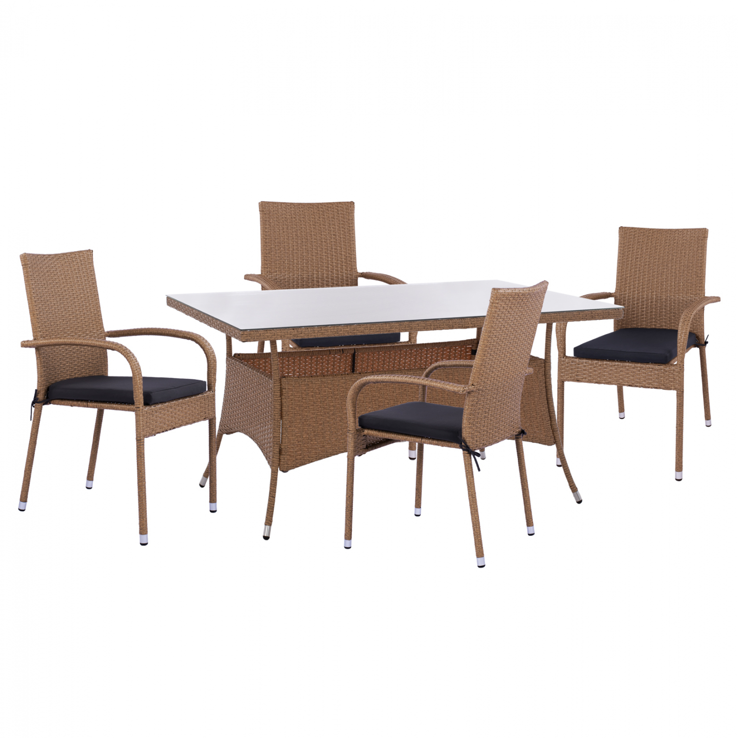 set-trapezarias-5tmch-trap-150ch90-polyt ΣΕΤ ΤΡΑΠΕΖΑΡΙΑΣ 5ΤΜΧ ΤΡΑΠ. 150Χ90 & ΠΟΛΥΘΡΟΝΕΣ WICKER RATTAN ΜΠΕΖ ΚΑΦΕ HM11713.02 - Image 1
