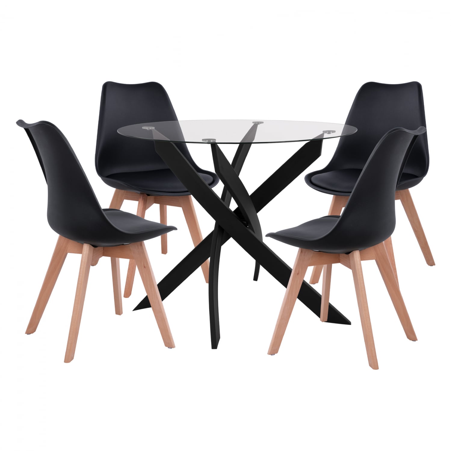 set-trapezarias-5tmch-trapezi-f90x74-4-k ΣΕΤ ΤΡΑΠΕΖΑΡΙΑΣ 5ΤΜΧ ΤΡΑΠΕΖΙ Φ90X74 & 4 ΚΑΡΕΚΛΕΣ VEGAS ΜΑΥΡΕΣ HM11692.02 - Image 1