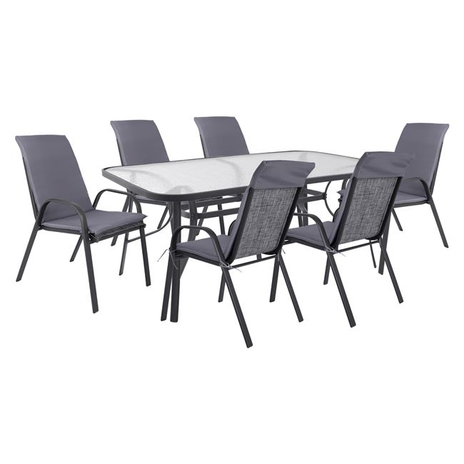 set-trapezarias-7tmch-karekles-me-maxila ΣΕΤ ΤΡΑΠΕΖΑΡΙΑΣ 7ΤΜΧ ΚΑΡΕΚΛΕΣ ΜΕ ΜΑΞΙΛΑΡΙ & ΤΡΑΠΕΖΙ 160X90 HM10571.01 ΓΚΡΙ - Image 1