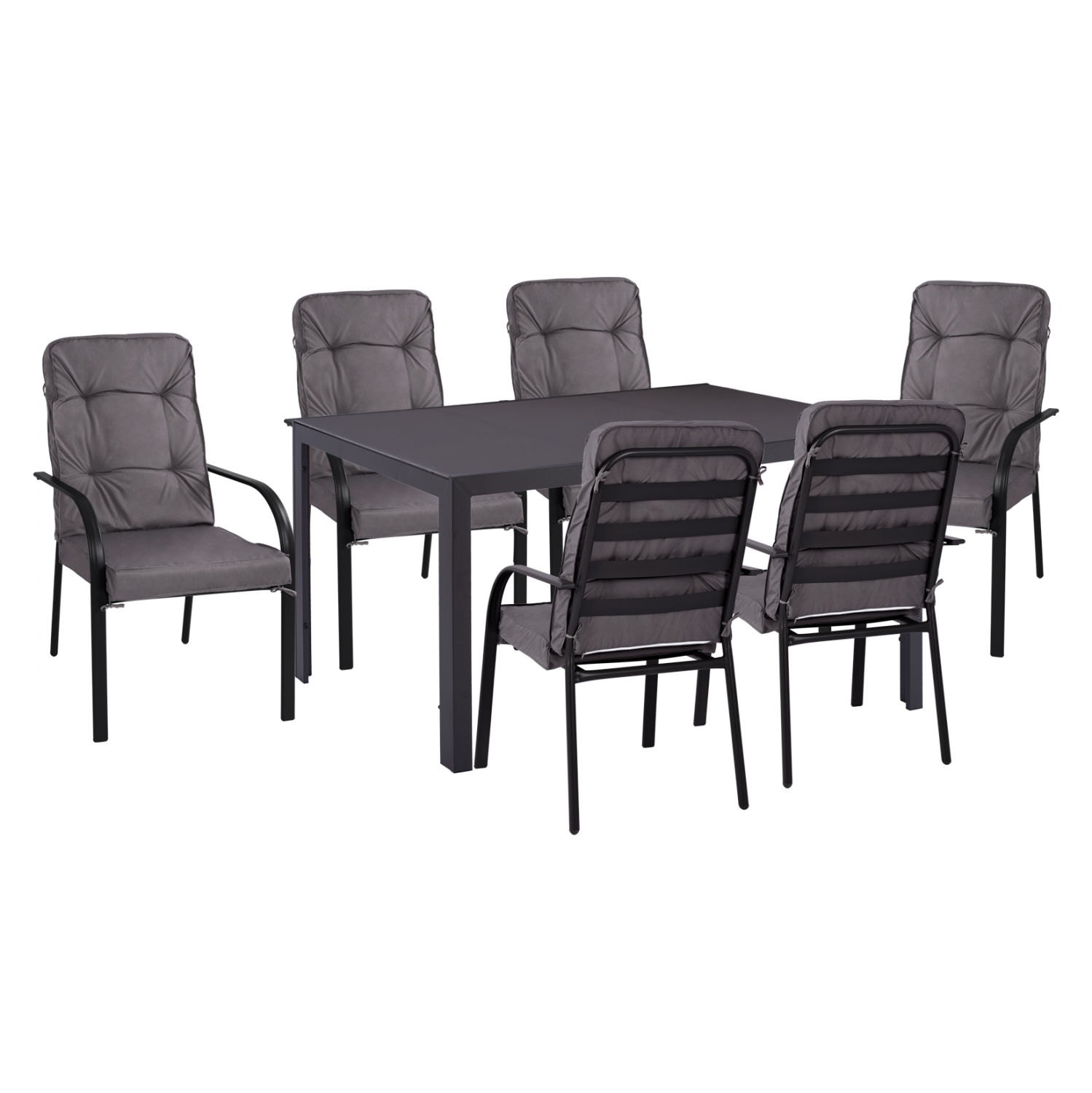 set-trapezarias-metalliki-gkri-fb9115210 ΣΕΤ ΤΡΑΠΕΖΑΡΙΑΣ 7 ΤΜΧ ΤΡΑΠΕΖΙ ΓΚΡΙ 150X90 ΚΑΙ ΠΟΛΥΘΡΟΝΑ ΜΕ ΜΑΞΙΛΑΡΙ ΓΚΡΙ HM11521.01 - Image 1