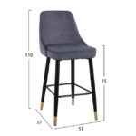 ΣΚΑΜΠΟ ΜΠΑΡ SERENITY HM8519.01 ΑΠΟ ΒΕΛΟΥΔΟ ΓΚΡΙ ΜΕ ΜΕΤΑΛΛΙΚΟ ΣΚΕΛΕΤΟ 51Χ57Χ110Υ εκ. - Image 2