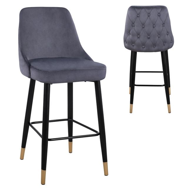 skampo-mpar-serenity-hm851901-apo-beloyd ΣΚΑΜΠΟ ΜΠΑΡ SERENITY HM8519.01 ΑΠΟ ΒΕΛΟΥΔΟ ΓΚΡΙ ΜΕ ΜΕΤΑΛΛΙΚΟ ΣΚΕΛΕΤΟ 51Χ57Χ110Υ εκ. - Image 1