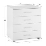 ΣΥΡΤΑΡΙΕΡΑ ΜΕΛΑΜΙΝΗΣ BRIANA HM2204.05 ME 4 ΣΥΡΤΑΡΙΑ ΛΕΥΚΗ 75x40x83Y εκ. - Image 2