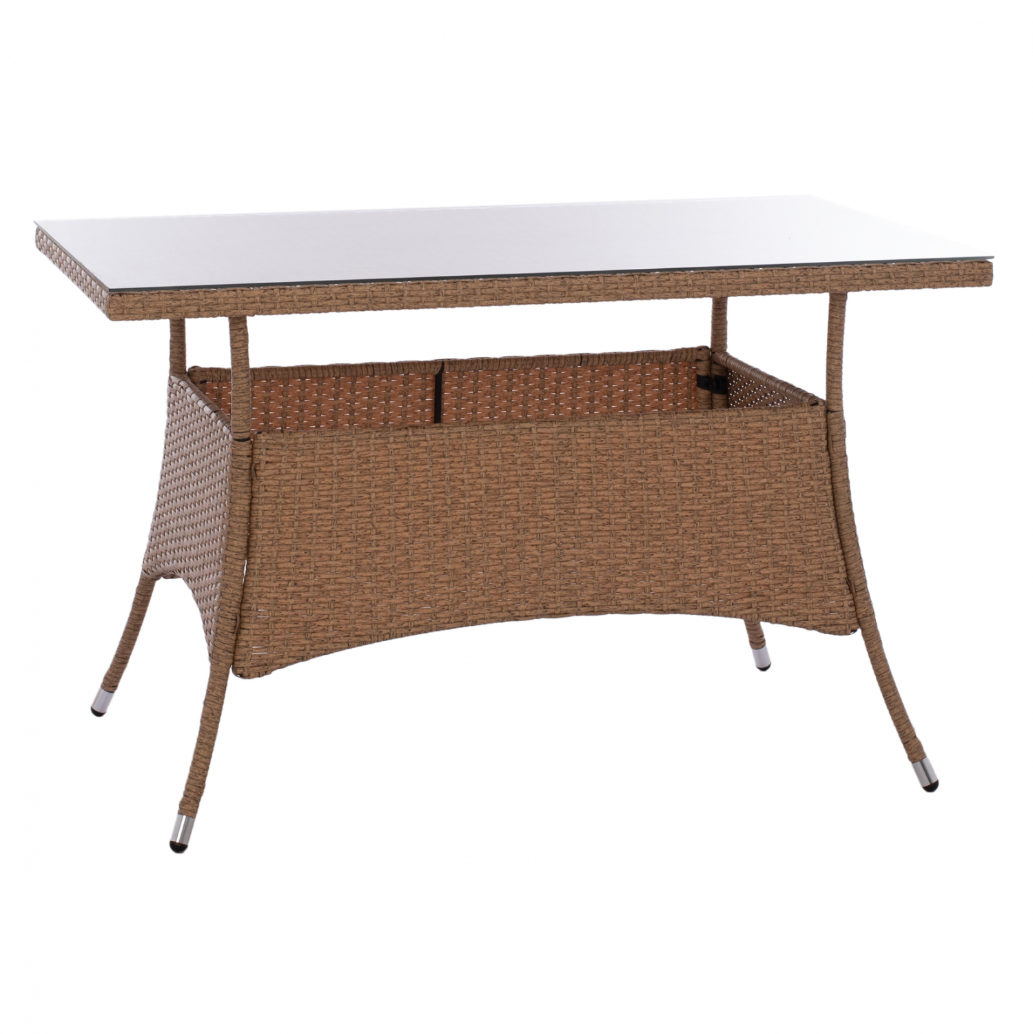 trapezi-metalliko-rattan-mpez-kafe-fb951 ΤΡΑΠΕΖΙ ΜΕΤΑΛΛΙΚΟ MILITARY RATTAN ΜΠΕΖ ΚΑΦΕ HM5141.32 120x70x75Υ εκ. - Image 1