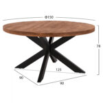ΤΡΑΠΕΖΙ ΣΤΡΟΓΓΥΛΟ LEVINHO 6εκ.ΠΑΧΟΣ ΜΑΣΙΦ ΞΥΛΟ MANGO HM8485.11 Φ150x78Υ εκ. - Image 2