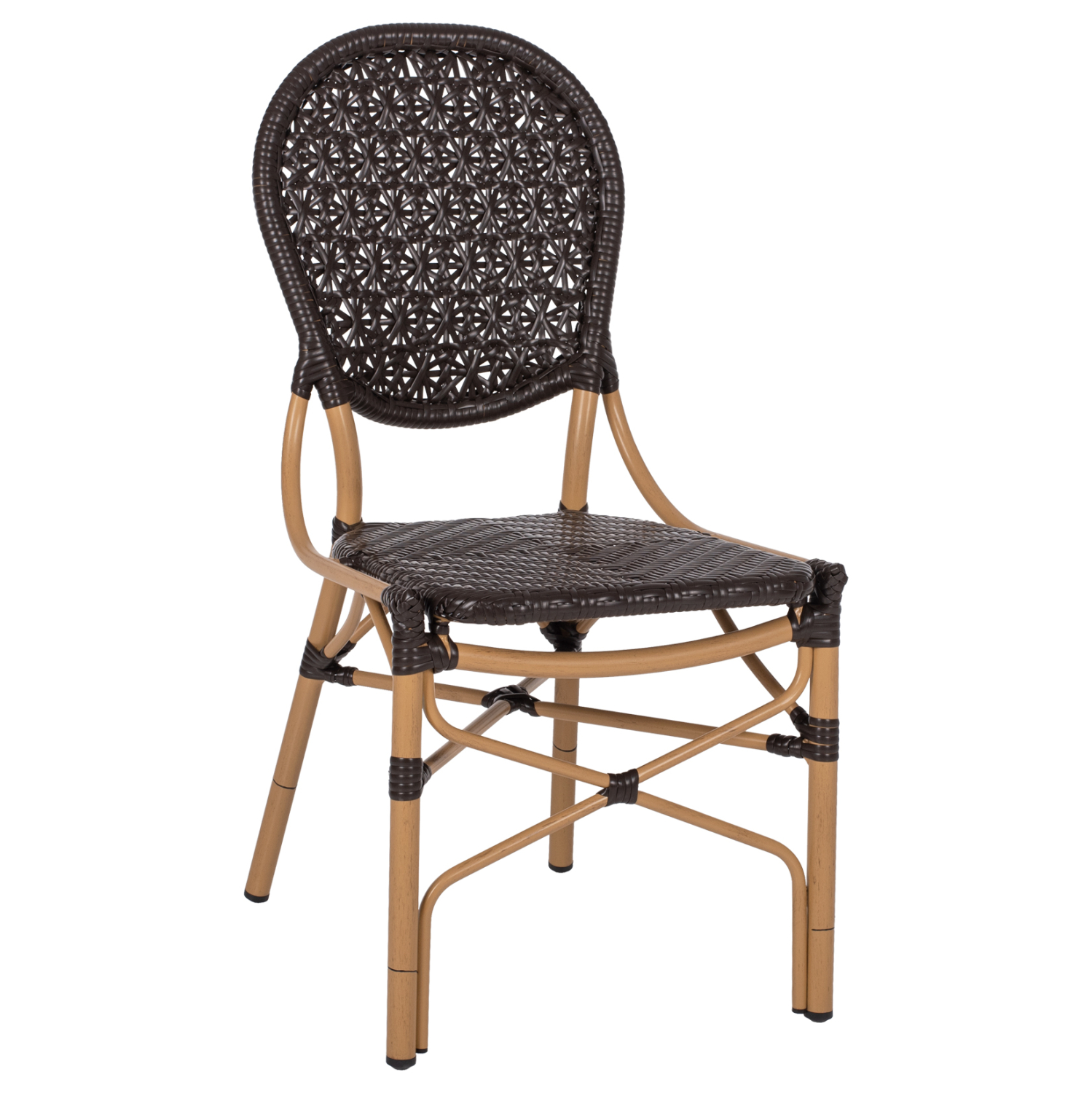 karekla-aloyminioy-bamboo-look-me-kafe-p ΚΑΡΕΚΛΑ ΑΛΟΥΜΙΝΙΟΥ BAMBOO LOOK ΜΕ ΚΑΦΕ PE RATTAN HM5925.01 47x58x95Yεκ. - Image 1