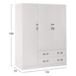 ΝΤΟΥΛΑΠΑ 3ΦΥΛΛΗ CARLY HM384.05 ΜΕ ΔΥΟ ΣΥΡΤΑΡΙΑ ΛΕΥΚΗ 150X55Χ180Υεκ. - Image 2
