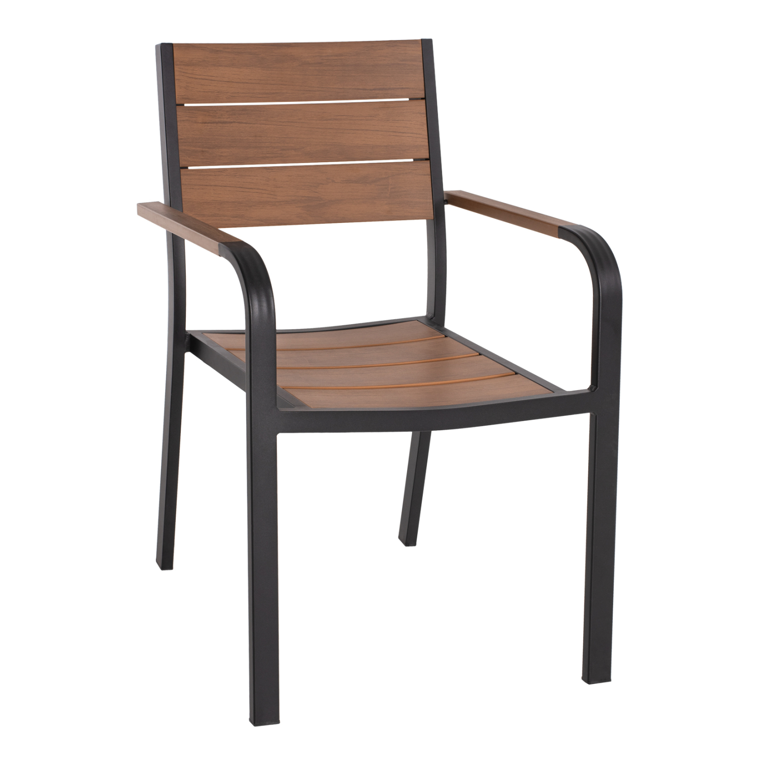 polythrona-aloyminioy-mayri-me-polywood ΠΟΛΥΘΡΟΝΑ ΑΛΟΥΜΙΝΙΟΥ SAGA ΜΑΥΡΗ ΜΕ POLYWOOD HM5127.03 56x55x85,5Yεκ. - Image 1