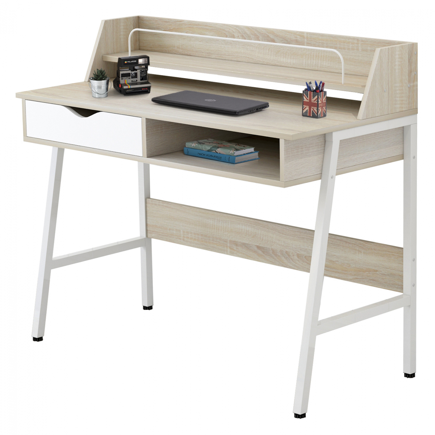 grafeio-sonama-leyko-me-leyko-mat-skelet ΓΡΑΦΕΙΟ OLIVIER HM2129.01 ΜΕΛΑΜΙΝΗ ΣΕ SONAMA-ΛΕΥΚΟ-ΛΕΥΚΟΣ ΜΕΤΑΛΛΙΚΟΣ ΣΚΕΛΕΤΟΣ 104x48x89Υεκ - Image 1