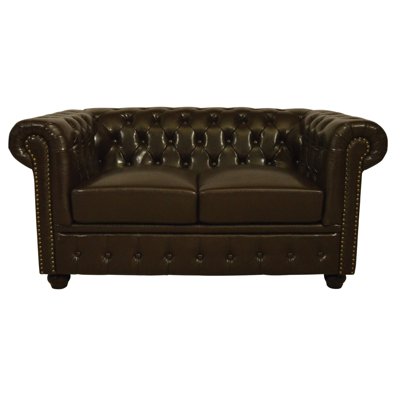 kanapes-2thesios-fb9301001-technoderma-s ΚΑΝΑΠΕΣ 2ΘΕΣΙΟΣ T.CHESTERFIELD HM3010.01 ΤΕΧΝΟΔΕΡΜΑ ΣΚΟΥΡΟ ΚΑΦΕ 155x90x73 εκ. - Image 1