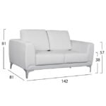 ΚΑΝΑΠΕΣ 2ΘΕΣΙΟΣ KΕΝΖΙΕ HM3121.22 ΜΕ ΛΕΥΚΟ PU 142x81x81 εκ. - Image 2