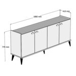 ΜΠΟΥΦΕΣ ΜΕΛΑΜΙΝΗΣ HM9045.01 NATURAL WOOD - ΜΑΥΡΟ ΜΑΡΜΑΡΟ 180x41x77,8Y εκ. - Image 2