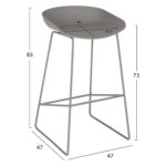 ΣΚΑΜΠΟ ΜΕΤΑΛΛΙΚΟ NAILA HM8450.10 ΜΕ ΚΑΘΙΣΜΑ PP ΓΚΡΙ 47x47x83 εκ. - Image 2