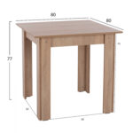 ΤΡΑΠΕΖΙ ΚΟΥΖΙΝΑΣ KELVIN HM2427.01, 80x80x77Υεκ., SONOMA OAK - Image 2