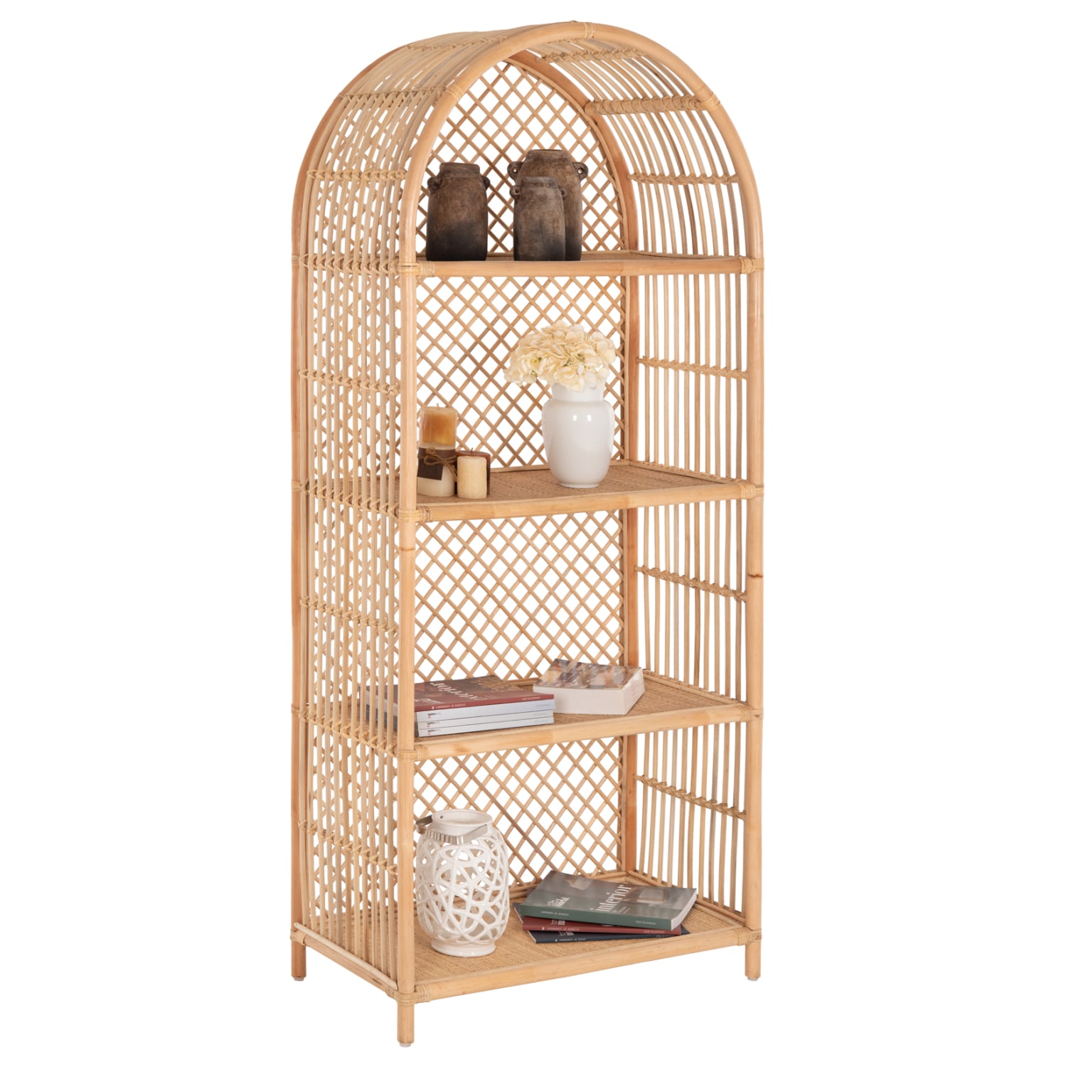 bibliothiki-fb99552-apo-fysiko-rattan-se ΒΙΒΛΙΟΘΗΚΗ SIMOK HM9552 ΑΠΟ ΦΥΣΙΚΟ RATTAN ΣΕ ΦΥΣΙΚΟ ΧΡΩΜΑ 80x40x182Υεκ. - Image 1