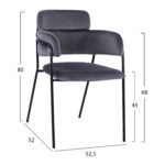 ΠΟΛΥΘΡΟΝΑΚΙ KELSO HM8521.01 ΒΕΛΟΥΔΟ ΣΚΟΥΡΟ ΓΚΡΙ & ΜΑΥΡΟ ΜΕΤΑΛΛΙΚΟ ΣΚΕΛΕΤΟ 52,5x52x80 cm - Image 4