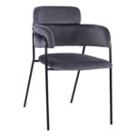 ΠΟΛΥΘΡΟΝΑΚΙ KELSO HM8521.01 ΒΕΛΟΥΔΟ ΣΚΟΥΡΟ ΓΚΡΙ & ΜΑΥΡΟ ΜΕΤΑΛΛΙΚΟ ΣΚΕΛΕΤΟ 52,5x52x80 cm - Image 3