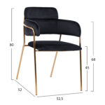 ΠΟΛΥΘΡΟΝΑΚΙ KELSO HM8521.04 ΒΕΛΟΥΔΟ ΜΑΥΡΟ & ΕΠΙΧΡΥΣΟ ΠΟΔΙ 52,5x52x80Υ εκ. - Image 4