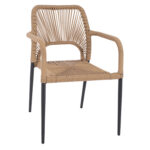 ΠΟΛΥΘΡΟΝΑ ΑΛΟΥΜΙΝΙΟΥ NOJO HM5771.02 ΓΚΡΙ ΜΕ P.E.TWIST RATTAN ΜΠΕΖ 55x63x82Y εκ. - Image 4