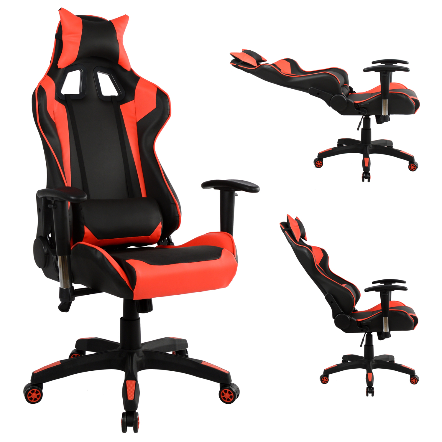 polythrona-gaming-fb9105601-mayro-kokkin ΠΟΛΥΘΡΟΝΑ GAMING ZAYN HM1056.01 ΜΑΥΡΟ-ΚΟΚΚΙΝΟ PU 67x70x134 εκ. - Image 1