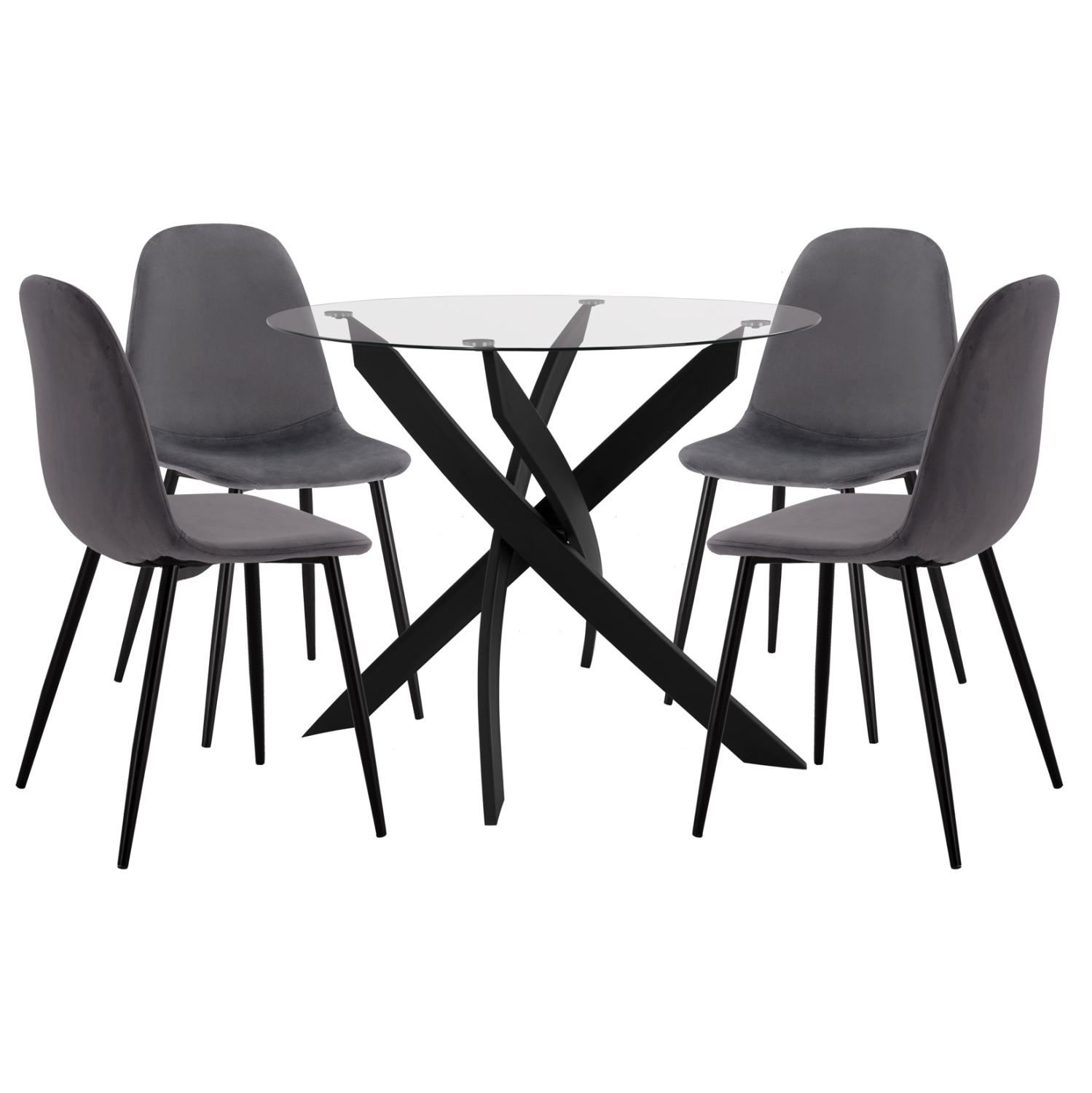 set-trapezarias-5-tmch-fb91109501-trapez ΣΕΤ ΤΡΑΠΕΖΑΡΙΑΣ 5 ΤΜΧ HM11095.01 ΤΡΑΠΕΖΙ Φ90X74Υεκ. & 4 ΚΑΡΕΚΛΕΣ LEONARDO ΓΚΡΙ - Image 1