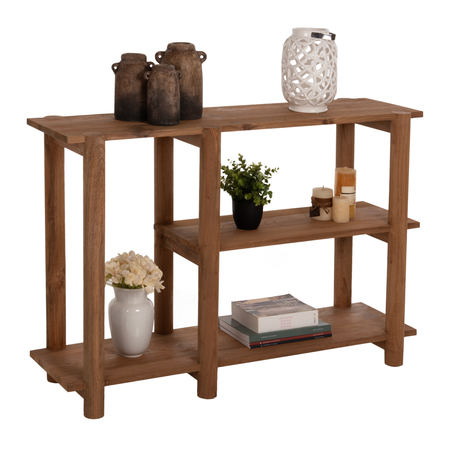 konsola-fb99638-anakyklomeno-xylo-teak-s ΚΟΝΣΟΛΑ KUTAI HM9638 ΑΝΑΚΥΚΛΩΜΕΝΟ ΞΥΛΟ ΤΕΑΚ ΣΕ ΦΥΣΙΚΟ RUSTIC 120x35x80Yεκ. - Image 1