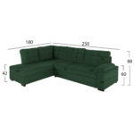 ΚΑΝΑΠΕΣ ΚΡΕΒΑΤΙ JADE HM3144.05L ΑΡΙΣΤΕΡΗ ΓΩΝΙΑ ΣΕ ΚΥΠΑΡΙΣΣΙ ΧΡΩΜΑ 250x180x88Υεκ. - Image 2