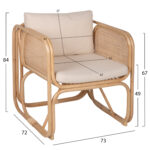 ΠΟΛΥΘΡΟΝΑ WENDY HM9816 RATTAN ΣΕ ΦΥΣΙΚΟ ΧΡΩΜΑ-ΛΕΥΚΑ ΜΑΞΙΛΑΡΙΑ 73x72x84Yεκ. - Image 2