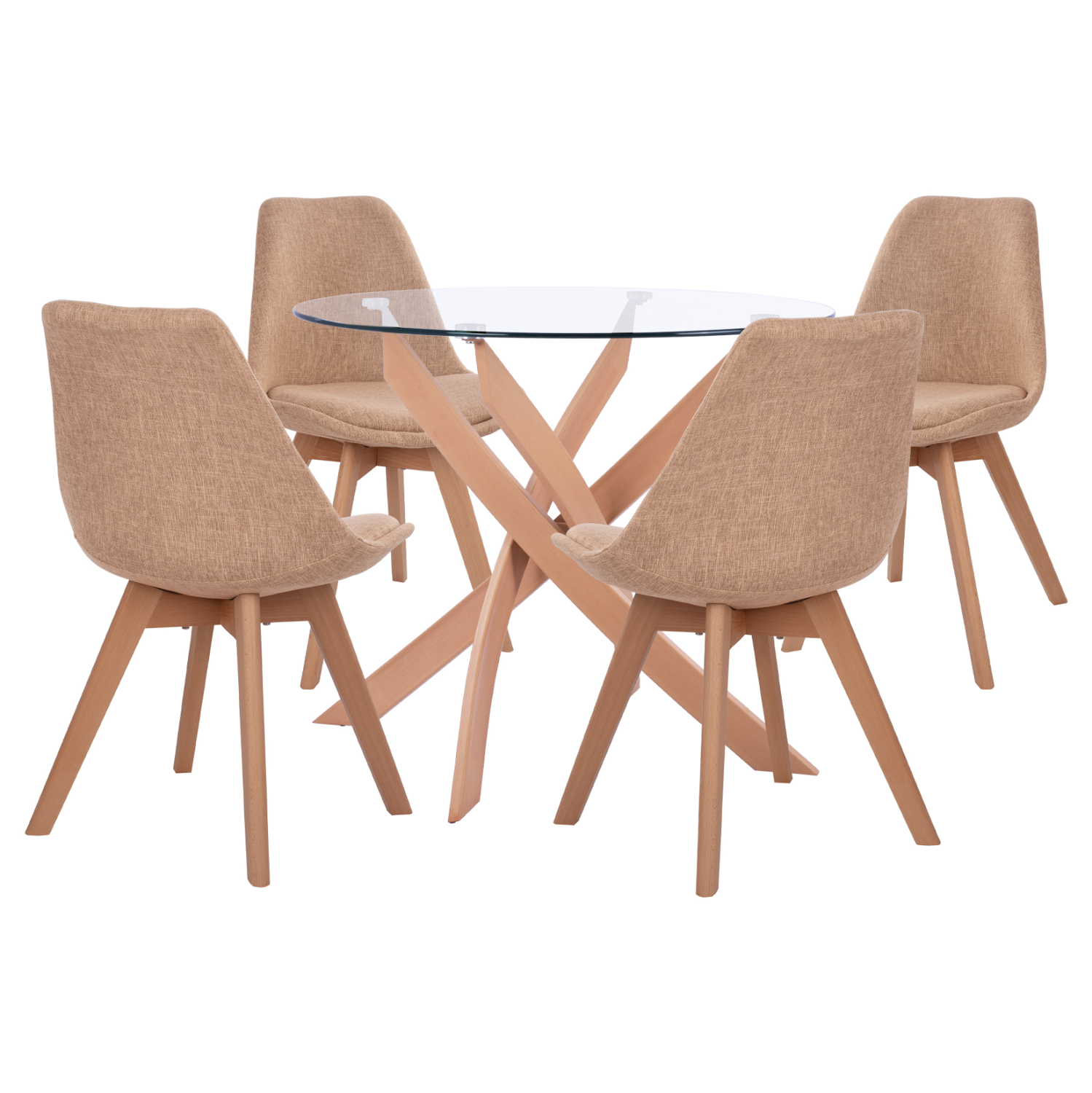 set-trapezarias-5tmch-trapezi-f90x74-4-k ΣΕΤ ΤΡΑΠΕΖΑΡΙΑΣ 5ΤΜΧ ΤΡΑΠΕΖΙ Φ90X74 & 4 ΚΑΡΕΚΛΕΣ VEGAS ΜΕ ΜΠΕΖ ΥΦΑΣΜΑ HM11693.53 - Image 1