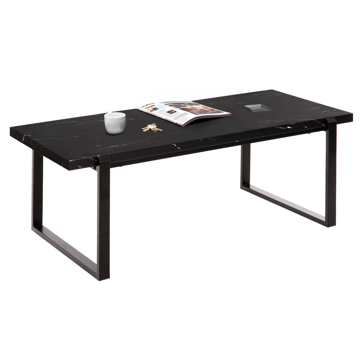 trapezi-salonioy-fb9958501-mdf-mayro-mar ΤΡΑΠΕΖΙ ΣΑΛΟΝΙΟΥ SHABEN HM9585.01 MDF ΜΑΥΡΟ ΜΑΡΜΑΡΟ-ΜΑΥΡΗ ΜΕΤΑΛΛΙΚΗ ΒΑΣΗ 120x60X46Yεκ. - Image 1