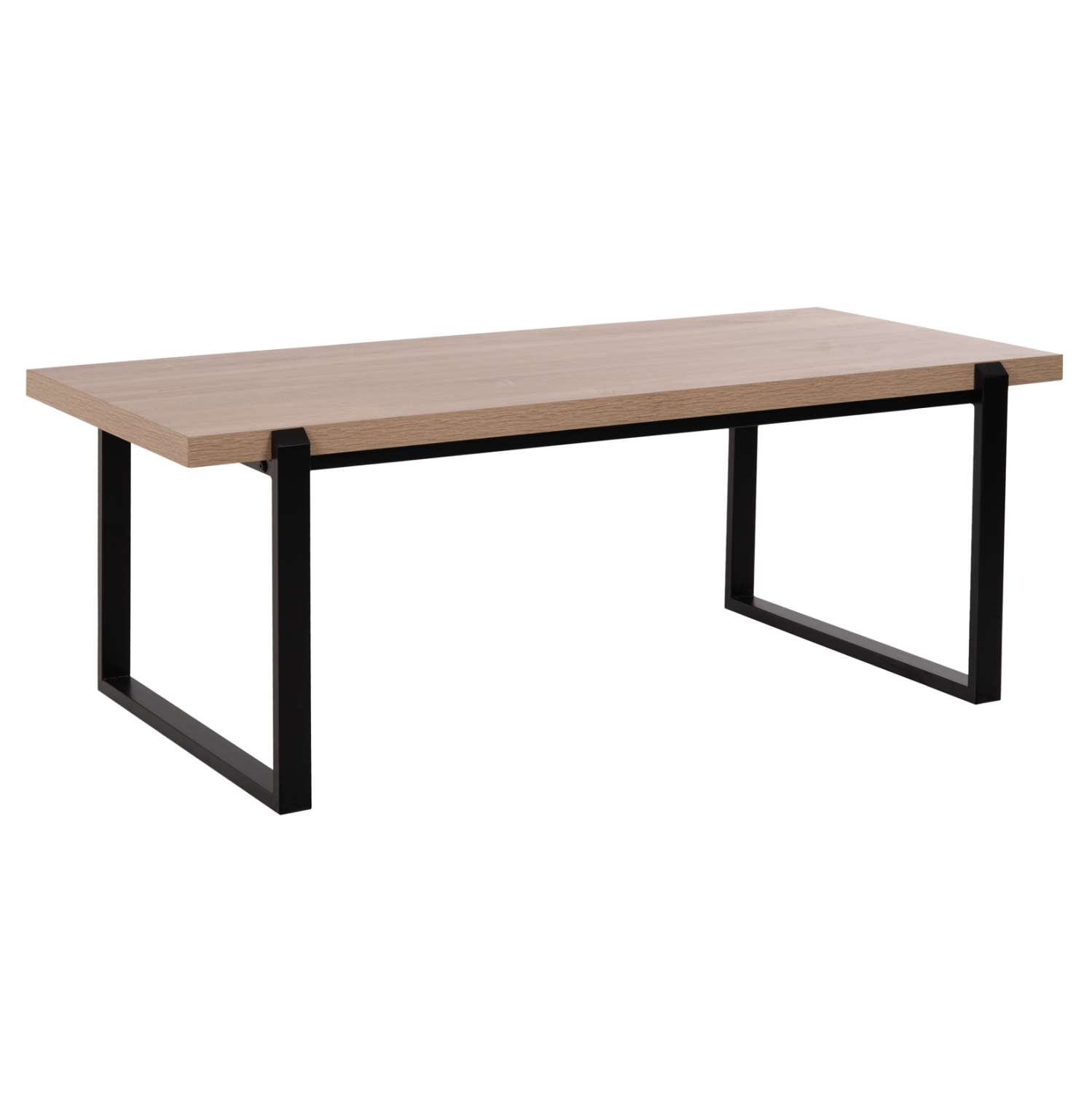 trapezi-salonioy-fb9958503-mdf-sonoma-ma ΤΡΑΠΕΖΙ ΣΑΛΟΝΙΟΥ SHABEN HM9585.03 MDF SONOMA-ΜΑΥΡΗ ΜΕΤΑΛΛΙΚΗ ΒΑΣΗ 120x60X46Yεκ. - Image 1