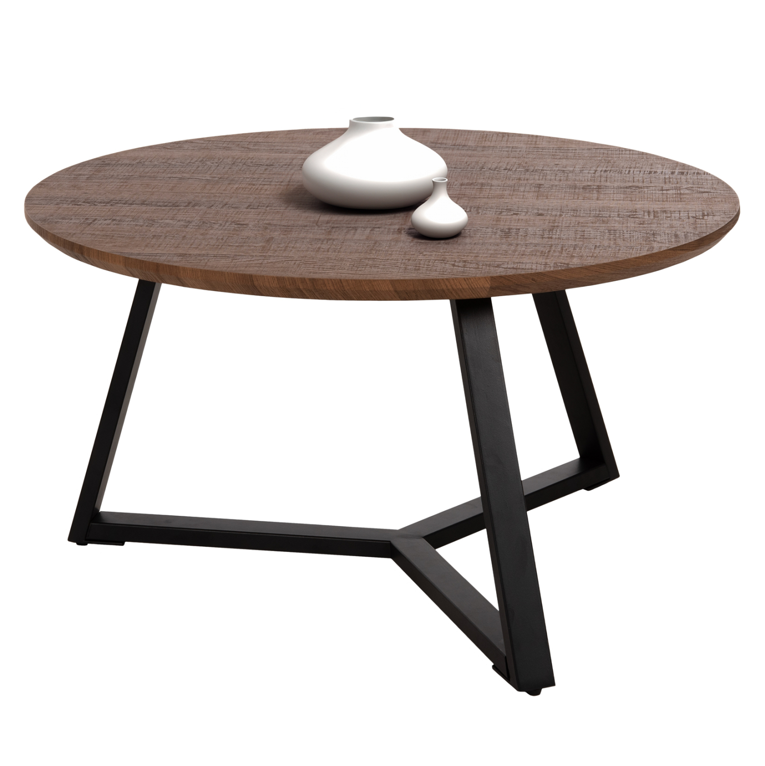 trapezi-salonioy-stroggylo-fb9958604-mdf ΤΡΑΠΕΖΙ ΣΑΛΟΝΙΟΥ ΣΤΡΟΓΓΥΛΟ ROCKET HM9586.04 MDF WALNUT-ΜΑΥΡΗ ΣΑΓΡΕ ΒΑΣΗ Φ80x42Υεκ. - Image 1