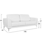 ΚΑΝΑΠΕΣ 3ΘΕΣΙΟΣ KENZIE HM3121.32 ΜΕ ΛΕΥΚΟ PU 190x81x81 εκ. - Image 4