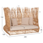 ΚΑΝΑΠΕΣ ΕΞ. ΧΩΡΟΥ ZEPHYR HM5988 ΚΑΛΑΜΙΑ RATTAN ΦΥΣΙΚΟ-ΜΠΕΖ ΜΑΞΙΛΑΡΙΑ 200x120x142Yεκ. - Image 2
