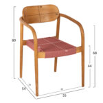 ΠΟΛΥΘΡΟΝΑ OSLO HM9636.06 ΞΥΛΟ TEAK ΦΥΣΙΚΟ & ΡΟΖ ΣΧΟΙΝΙ 55x54x80Yεκ. - Image 2