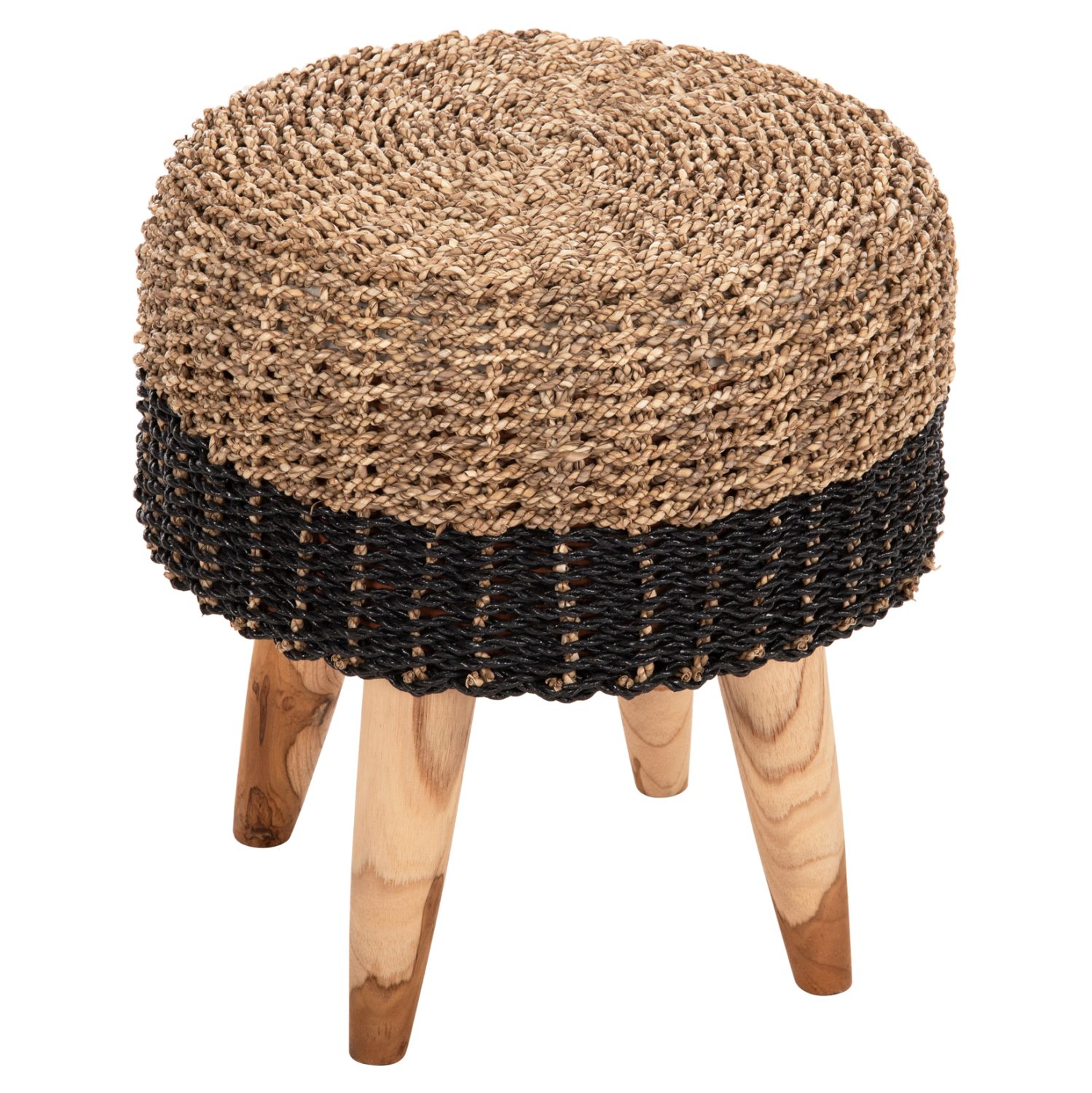skampo-fb97827-xylo-teak-kai-seagrass-se ΣΚΑΜΠΟ BEAM HM7827 ΞΥΛΟ ΤΕΑΚ ΚΑΙ SEAGRASS ΣΕ ΦΥΣΙΚΟ & ΜΑΥΡΟ Φ43x45Yεκ. - Image 1