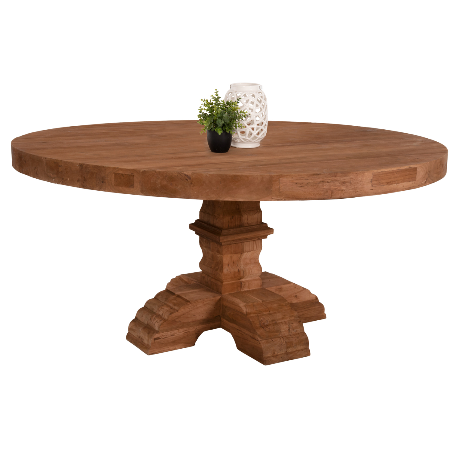 trapezi-stroggylo-fb99642-anakykl-teak-x ΤΡΑΠΕΖΙ ΣΤΡΟΓΓΥΛΟ PROVENCE HM9642 ΑΝΑΚΥΚΛ. ΤΕΑΚ ΞΥΛΟ-8εκ ΕΠΙΦΑΝΕΙΑ Φ180x76Υεκ. - Image 1