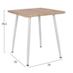 ΤΡΑΠΕΖΙ ΤΡΑΠΕΖΑΡΙΑΣ PALOMA HM8335.02, 70Χ70X76,5, SONOMA, ΛΕΥΚΑ ΠΟΔΙΑ - Image 4