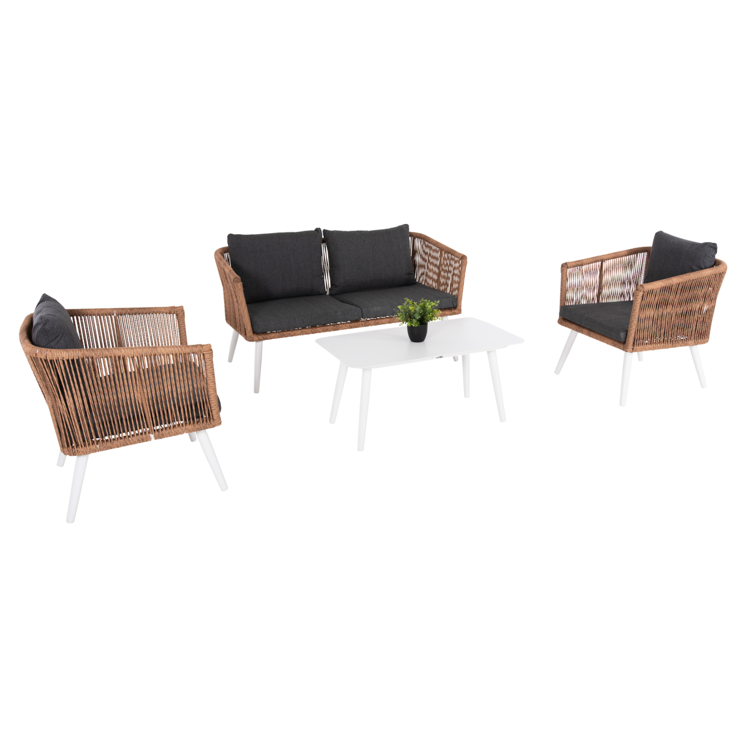 saloni-exchoroy-4tmch-fb9605701-aloym-le ΣΑΛΟΝΙ ΕΞ.ΧΩΡΟΥ 4ΤΜΧ FREJA HM6057.01 ΑΛΟΥΜ. ΛΕΥΚΟ-PE RATTAN ΜΠΕΖ-ΑΝΘΡΑΚΙ ΜΑΞΙΛΑΡΙΑ - Image 1