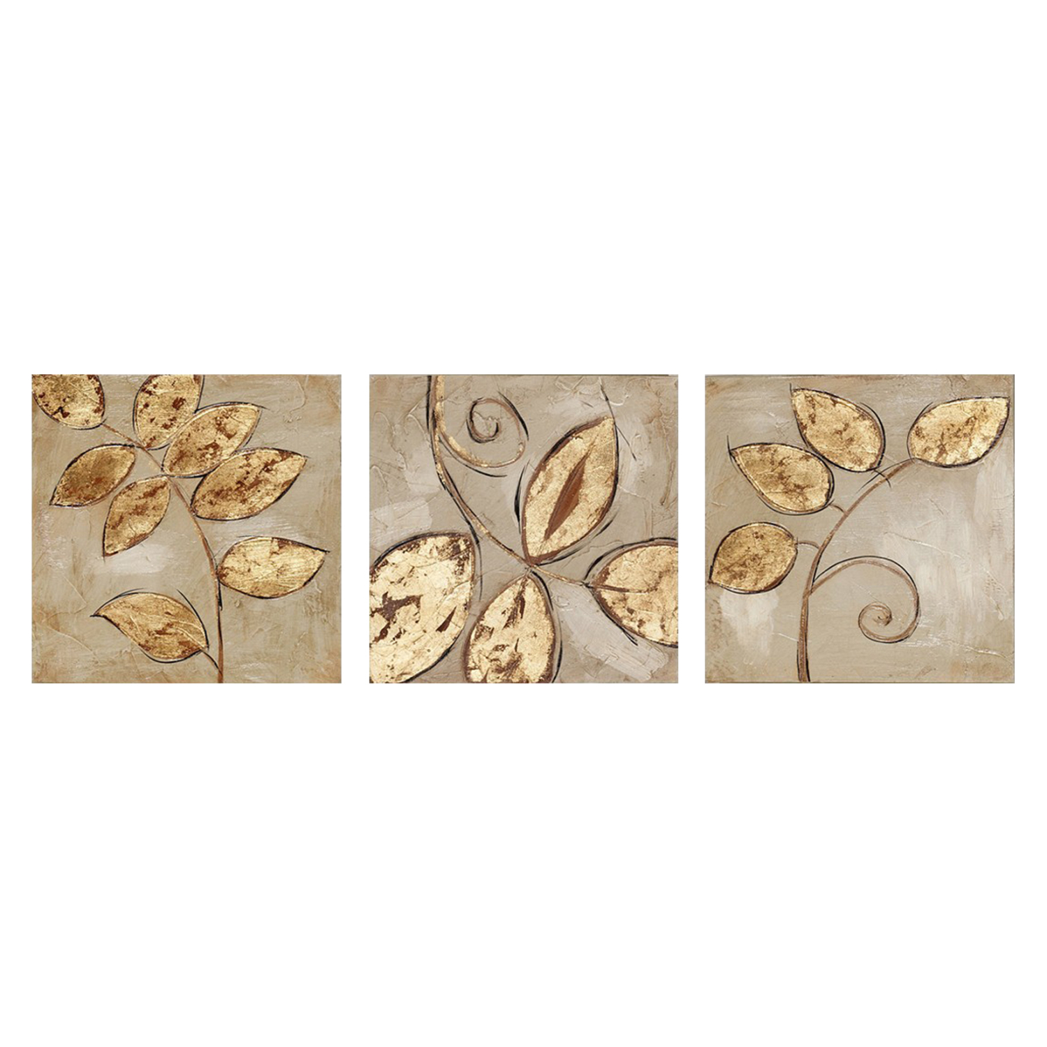 pinakas-kambas-triptycho-golden-leaves-f ΠΙΝΑΚΑΣ ΚΑΜΒΑΣ ΤΡΙΠΤΥΧΟ GOLDEN LEAVES HM7327 90Χ3Χ30 εκ. - Image 1