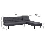 ΚΑΝΑΠΕΣ ΚΡΕΒΑΤΙ ΓΩΝΙΑ ΑΝΑΣΤΡΕΨΙΜΗ ZELDA HM3154.01 ΜΕ ΓΚΡΙ ΥΦΑΣΜΑ 254X163X74Y εκ. - Image 4