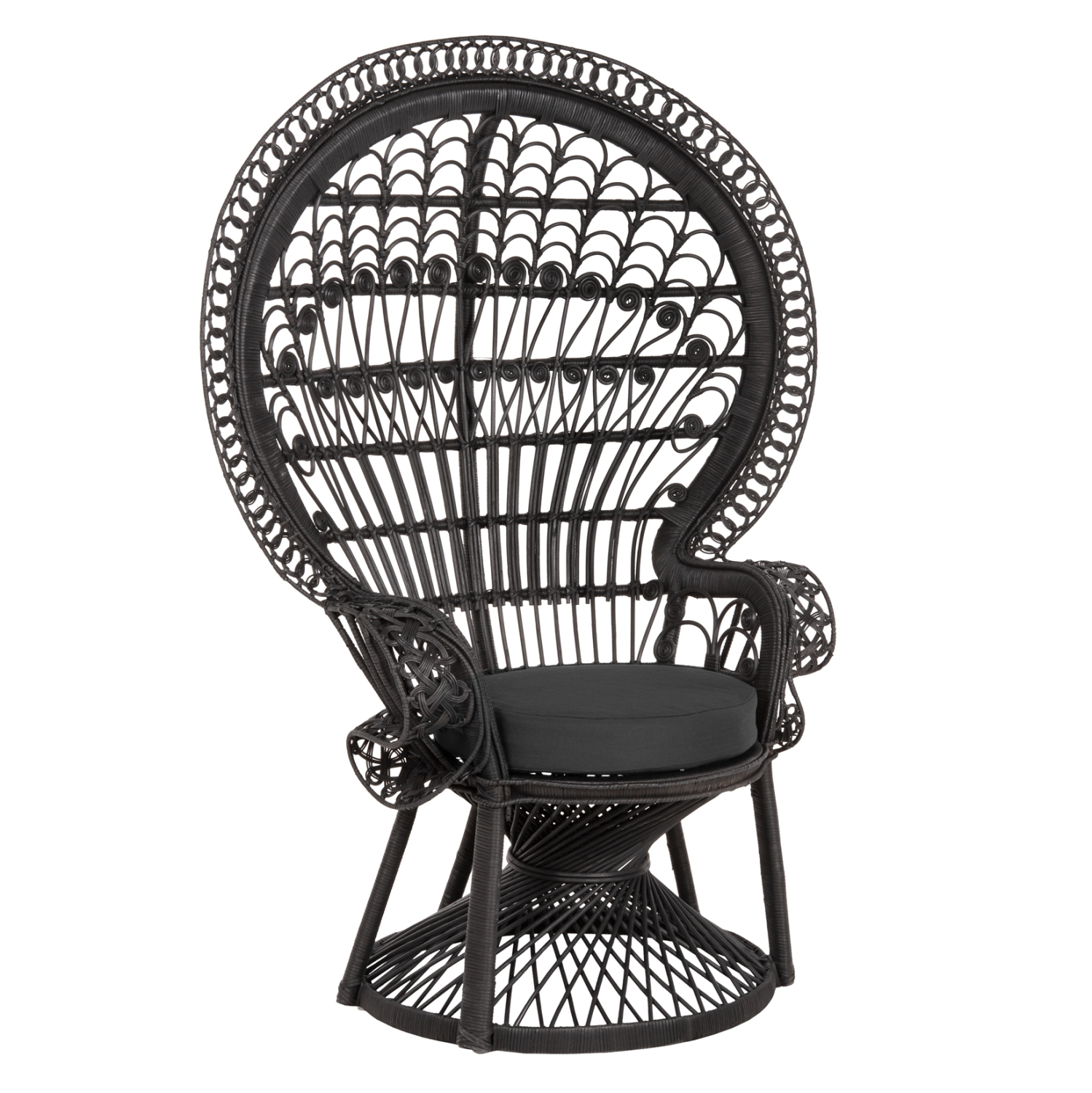 polythrona-fb9934203-rattan-mayro-maxila ΠΟΛΥΘΡΟΝΑ ROYAL PEACOCK HM9342.03 RATTAN ΜΑΥΡΟ-ΜΑΞΙΛΑΡΙ ΜΑΥΡΟ 114x72x150Yεκ. - Image 1