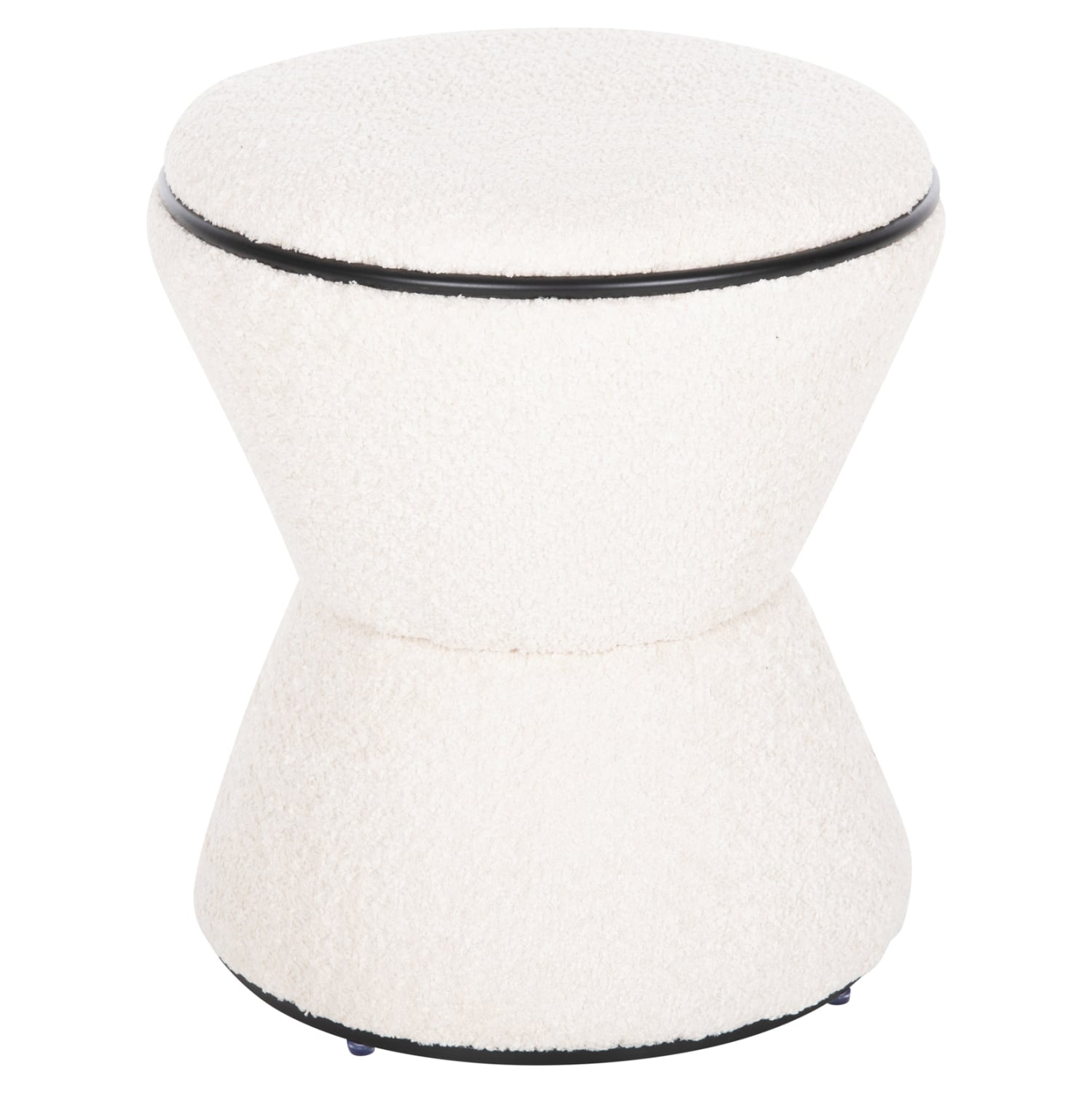 skampo-stroggylo-fb9960406-mpoykle-yfasm ΣΚΑΜΠΟ ΣΤΡΟΓΓΥΛΟ LINNER HM9604.06 ΜΠΟΥΚΛΕ ΥΦΑΣΜΑ ΕΚΡΟΥ-ΜΑΥΡΗ ΛΕΠΤΟΜΕΡΕΙΑ Φ38x44 εκ. - Image 1